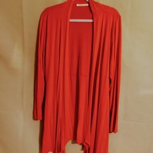 Cyrus Bright Red Waterfall Hem Longsleeved Open Front Cardigan Wm Lg
